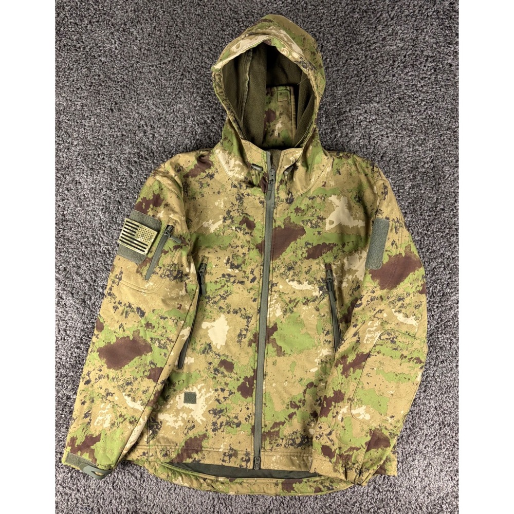 Tactical Series Mens Camo Softshell Fleece Lined Jacket Camouflage XL US Flag